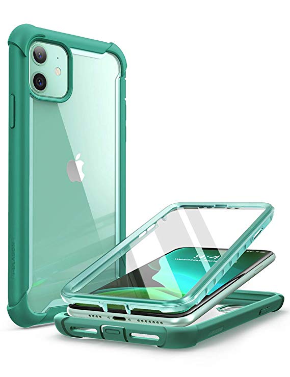 i-Blason Ares Case for iPhone 11 6.1 inch (2019 Release), Dual Layer Rugged Clear Bumper Case with Built-in Screen Protector (Mint Green)