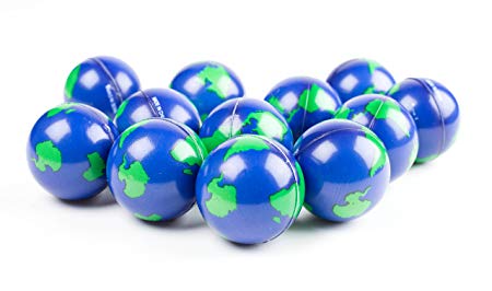World Stress Ball Earth Stress Relief Toys Therapeutic Educational Balls Bulk 1 Dozen 2" Globe Squeeze Stress Balls