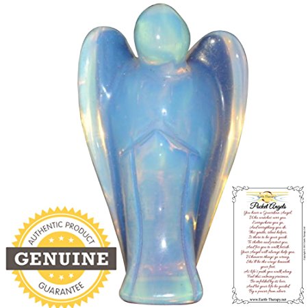 EARTH THERAPY® Beautiful Opalite Pocket Guardian Angel 4.5cm, plus Poem Card