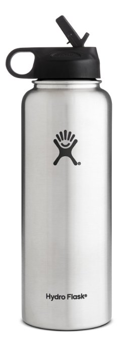 Hydro Flask Vacuum Insulated Stainless Steel Water Bottle, Wide Mouth w/Straw Lid