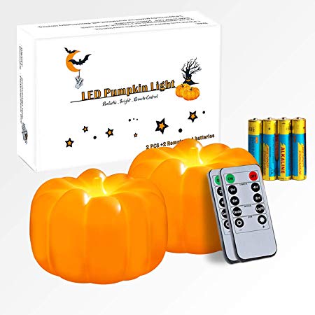 Homemory Halloween Pumpkin Lights, LED Jack-O-Lantern with Timer and Remote,Halloween Decorations Lanterns Battery Operated