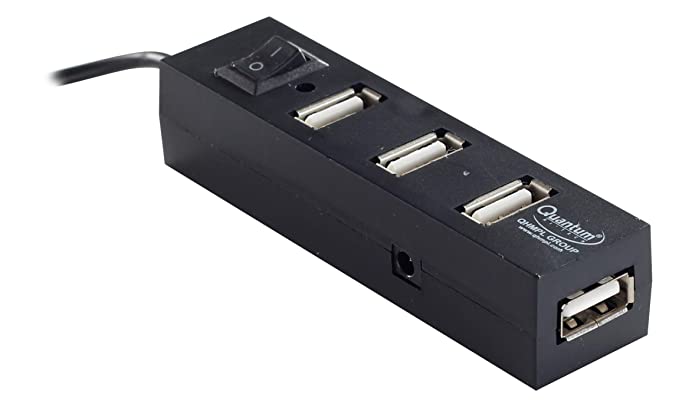 Quantum QHM6660 4 Port Hi-Speed USB Hub with Power Switch (Multicolor)