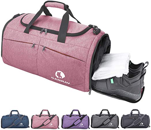 Canway Sports Gym Bag, Travel Duffel bag with Wet Pocket & Shoes Compartment for men women, 45L, Lightweight