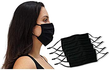 12 Pack Unisex Reusable Pleated Fabric Face Mask with Adjustable Elastic, 2 Layer, Washable, Nose Wire (Size OS, 12 Pack)