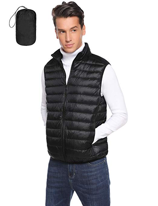 Aibrou Mens Ultra Lightweight Packable Down Vest for Early Winter