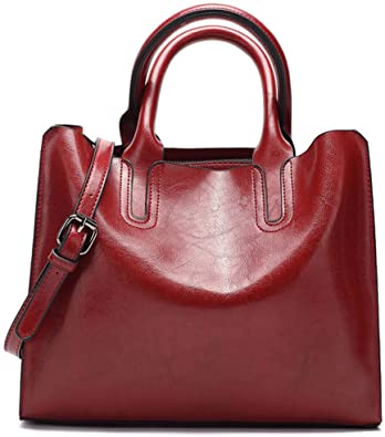 Womens Vintage Solid Color Handbags Purses PU Top-handle Satchel Totes Shoulder Bags