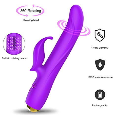 G Spot Rabbit Vibrator for Sex Women with Rotating Beads in-Built,UTIMI Rotating Dildo Clitoral Stimulator with 10 Vibration Modes