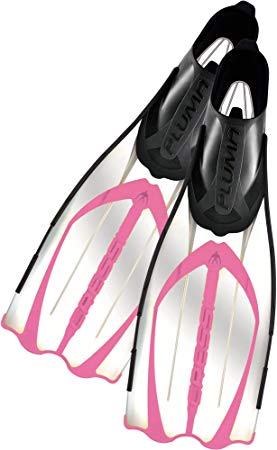 Cressi Pluma Full Foot Diving Fins (Pink, Mens 5.5-6.5 / Womens 6.5-7.5)