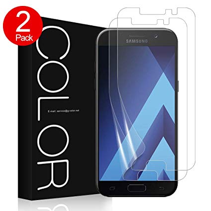 Galaxy A5 2017 Screen Protector,G-Color Galaxy A5 [5.2 Inch] [Case Friendly, 2 Pack] [Bubble Free] [No Edge Lifting] [Scratch Proof] Screen Protector for Samsung Galaxy A5, 2017 Version (Wet Applied, TPU Film)