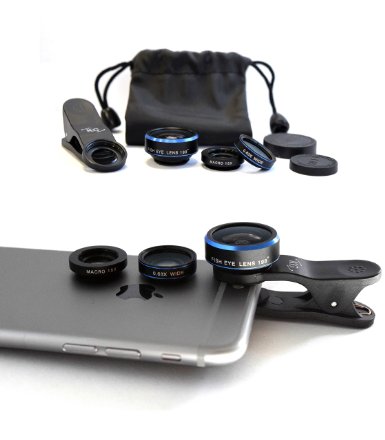KG Phone Camera Lens Kit-3 in 1-198° Fisheye Lens   0.63x Wide Angle Lens   15x Macro Lens Smartphones and Tablets Lens Kit for iPhone 6/6s/5, iPad, Samsung Galaxy S6/S5 Other Smartphones (Blue)