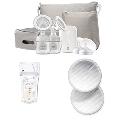 Philips Avent Breastfeeding Bundle with Double Electric Breast Pump   Breast Milk Storage Bags, 6 Ounce, 50 Pack   Disposable Breast Pads, 100 Pack