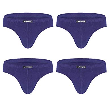 wirarpa Men's 4 Pack Breathable Cotton Underwear Briefs No Fly Stretchy Waistband