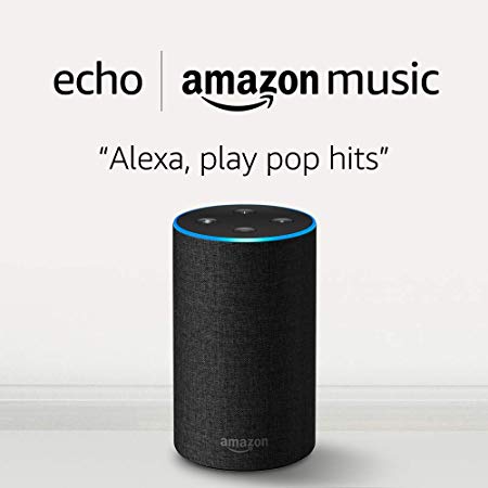Echo (2nd Generation) - Smart speaker with Alexa - Charcoal Fabric   Amazon Music Unlimited (6 months FREE w/auto-renew)