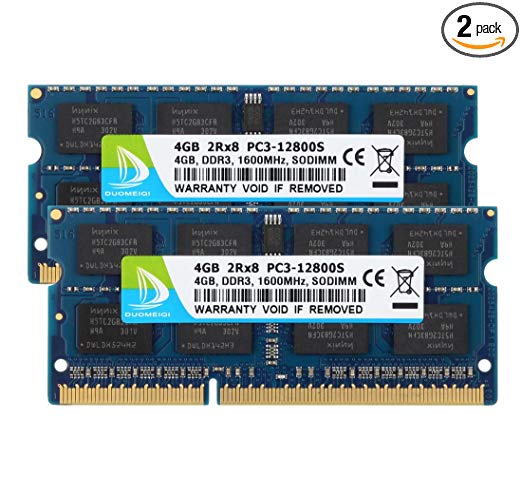 DUOMEIQI New 8GB Kit (2 X 4GB) 2RX8 PC3-12800S DDR3 1600MHz SO-DIMM CL11 204 Pin 1.5v Non-ECC Unbuffered Notebook Memory Laptop RAM Modules Compatible With Intel AMD and Mac System