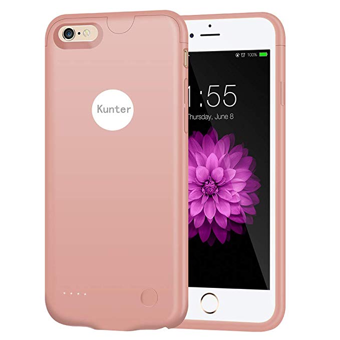 iPhone 6/6s Battery Case, 2500mAh Ultra Slim Portable Charger Case Rechargeable Extended Battery Charging Case for iPhone 6/6s(4.7 inch)-Rose Gold