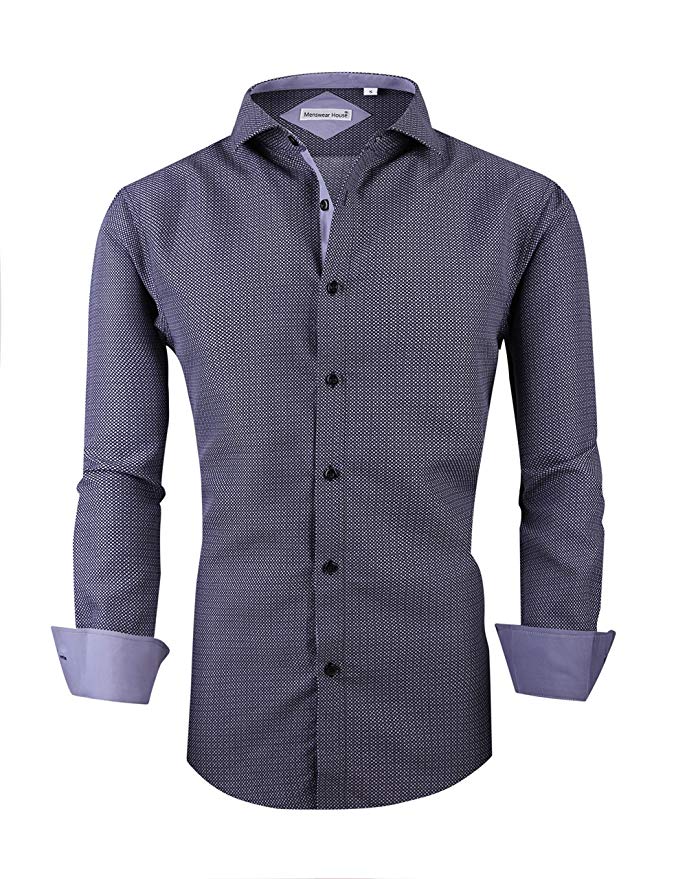 Mens Long Sleeve Printed Dress Shirts Casual Button Down Regular Fit Men Shirt