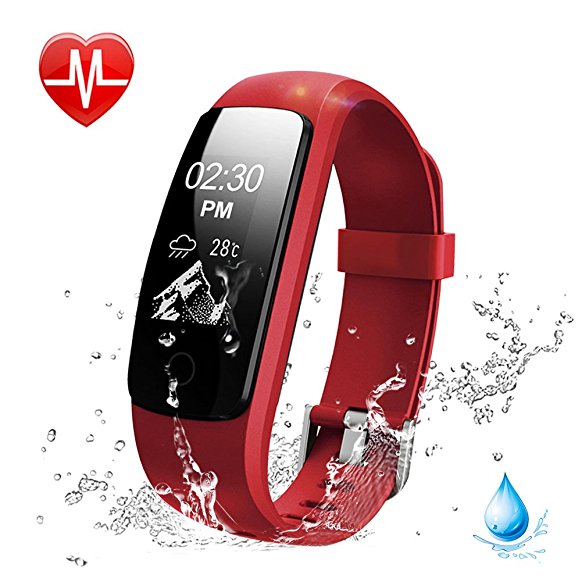 Activity Tracker, Lintelek Fitness Tracker Watch with Heart Rate Monitor, Touch Screen Waterproof Smart Watch, Stopwatch, Connected Running GPS, Bluetooth Pedometer for Android & iOS Smartphone