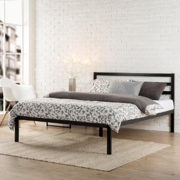 Zinus Modern Studio Platform 1500H Metal Bed FrameMattress Foundation with Headboard Queen