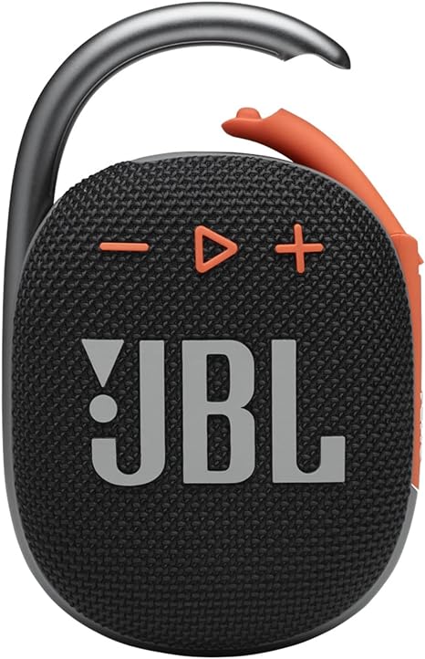 JBL Clip 4, Black/Orange - Portable Bluetooth 5.1 Speaker - Up to 10 Hours of Play - Waterproof & Dust Resistant - Includes Noise & Echo-Canceling Speakerphone