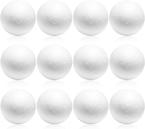 Foam Balls,12 Pack Foam Ball Smooth Polystyrene Foam Balls Styrofoam Foam Balls for Arts and Crafts, Sculptures, Floral Arrangements, Modeling (2.8 Inches)