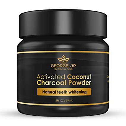 George Jr Beauty Activated Charcoal Teeth Whitening - Organic Coconut Charcoal - Freshens Breath - Remineralising Tooth Powder - Anti-Bacterial - By Sweden