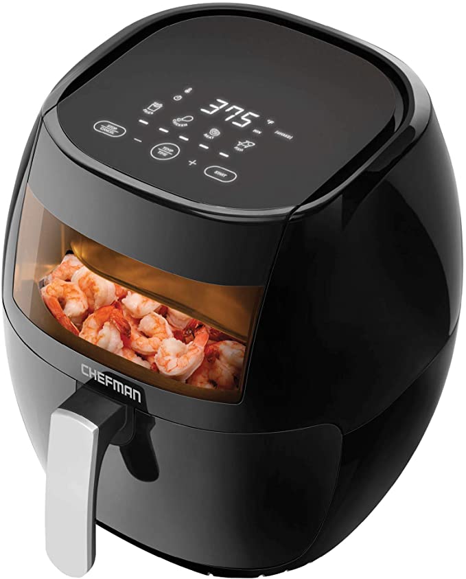 Chefman TurboFry Touch Air Fryer w/XL Viewing Window & Advanced Display, Fry with Less Oil for Healthy Food, Adjustable Temperature Control, Digital w/Window - 8 Quart