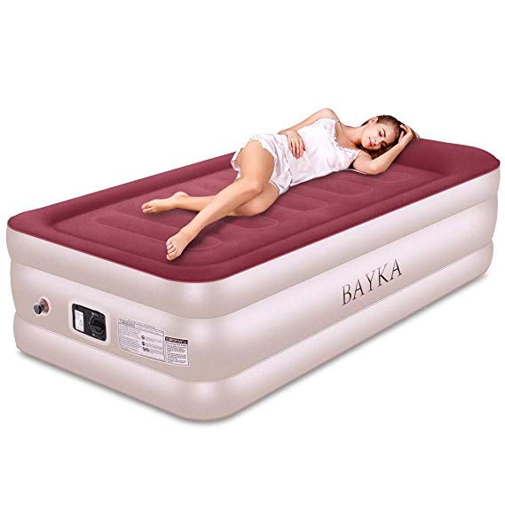 Twin Air Mattress with Built-in Pump & Pillow, Raised Elevated Double High Airbed for Guest, Blow Up Inflatable Upgraded Air Bed