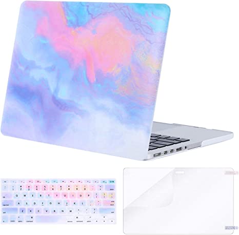 MOSISO Compatible with MacBook Pro 13 inch Case 2015 2014 2013 end 2012 A1502 A1425 with Retina Display, Protective Plastic Pattern Hard Shell Case & Keyboard Cover & Screen Protector, Colorful Clouds