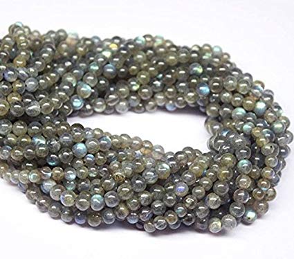 jennysun2010 Natural Labradorite Gemstone 3mm Smooth Round Loose Beads Length 15.5'' Inches (38.5cm) 1 Strand per Bag for Bracelet Necklace Earrings Jewelry Making Crafts Design Healing
