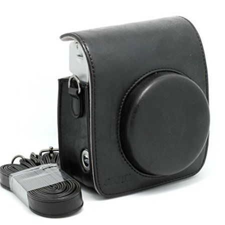 [Fuji Instax Mini 90 Case] -- CAIUL Vintage Comprehensive Protection Camera Case Bag For Fujifilm Instax Mini 90 Neo Classic Instant Film Camera With Soft PU Leather Material ( Black )