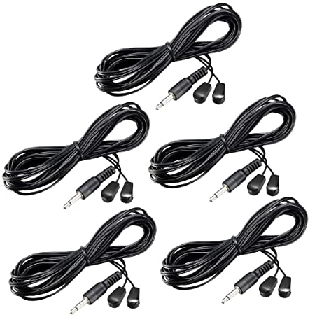 uxcell IR Infrared Emitter Extension Cable 9.8ft Long 45 Degree Emission Angle 3.5mm Jack Dual Black Head 5pcs