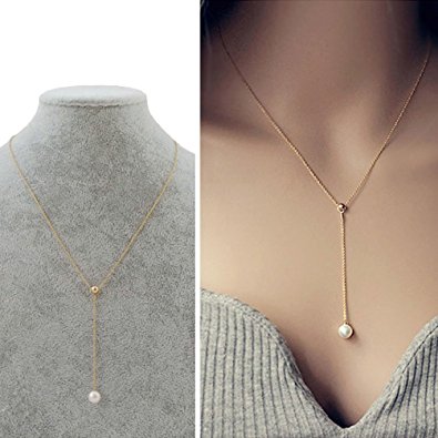 CIShop Titanium Steel Gold Bead Pearl Necklace Collar necklace