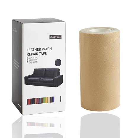 Leather Repair Tape Self Adhesive Patch kit Retro Ivory Beige 4x60 inch Heavy Duty for Couch, Sofa, Car Seat,Handbag,Furniture,Drivers Seat, Jacket,Computer Chair, First Aid Vinyl Repair kit