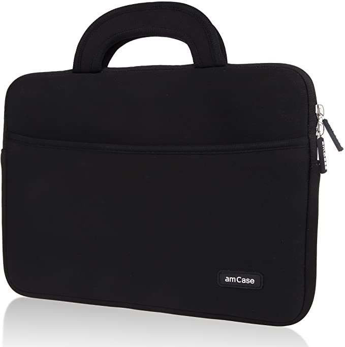 amCase Chromebook Case-11.6 to 12 inch Neoprene Travel Sleeve with Handle-Black
