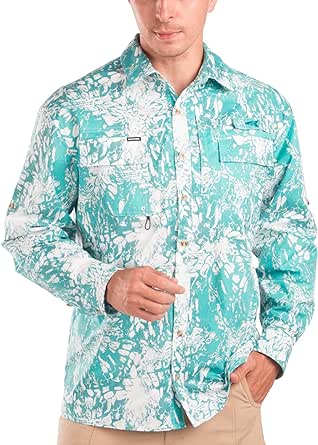 KastKing ReKon Men's Fishing Shirts Smart Design, UPF 50  Quick-Dry Breathable, Roll-Up Long Sleeve Button-Down Shirts