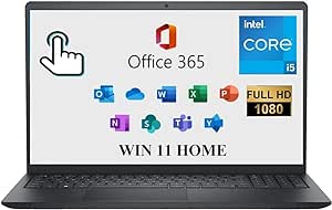 DELL Inspiron 15 3000 3520 Business Laptop Computer 15.6'' FHD Touchscreen,11th Gen Intel 4 Cores i5-1155G7, with Microsoft Office 365,32G,1TB, Numeric Keypad, Wi-Fi, Webcam, HDMI, Black