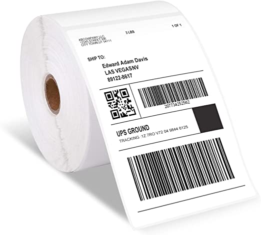 4×6 Thermal Shipping Labels – Phomemo Perforated Direct Thermal Paper Self-Adhesive Mailing Sticker Label Printer Papers, Compatible with Zebra, Rollo, Dymo, 250 Count/Roll