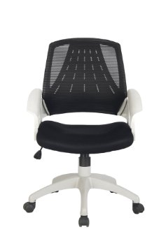 VIVA OFFICE Eiffel Tower Shape Mid Back Task Chair with Fashionable Armrests Black and White