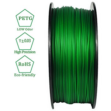 3D BEST-Q PETG 1.75mm 3D Printer Filament, Dimensional Accuracy  /- 0.03 mm, 1KG Spool, Transparent Green
