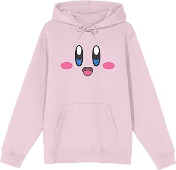 Bioworld Kirby Happy Big Face Long Sleeve Cradle Pink Men's Hooded Sweatshirt