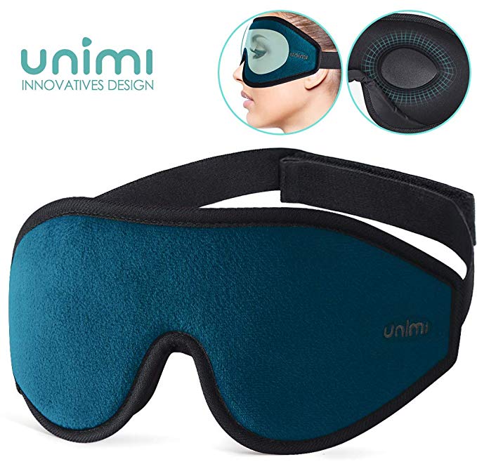 Sleep Mask for Women & Men, Unimi Upgraded 3D Contoured Eye Mask for Sleeping, Ultra Soft Breathable Sleeping Eye Mask, 100% Blackout Eye Shades Blindfold for Complete Darkness-Navy