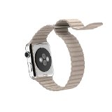 UPPEL Leather Band Strap Replacement for Apple Watch and iwatch with Magnet Lock All Models No Buckle Needed new version released in 201542mm Beige