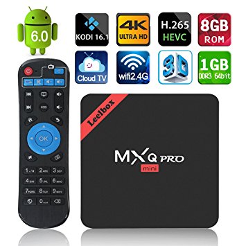 Leelbox 2017 Latest MXQ Pro MINI Android 6.0 TV Box CloudTV KODI 16.1 Amlogic S905x Quad-Core CPU 1GB RAM/8GB ROM Live TV Unlocked Streaming Media player Set Top Box WIFI LAN 3D 4K Movies Update from MXQ Pro