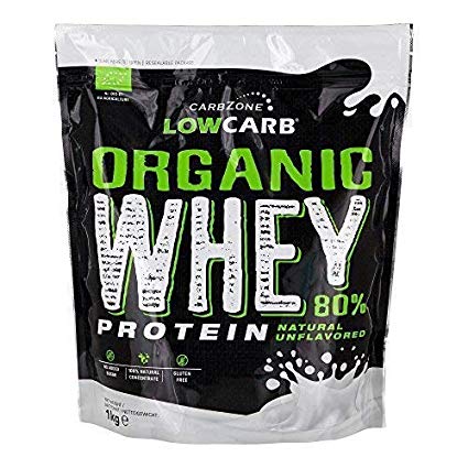 CarbZone Grass Fed Concentrate Unflavored Organic Whey Protein Powder 1 KG