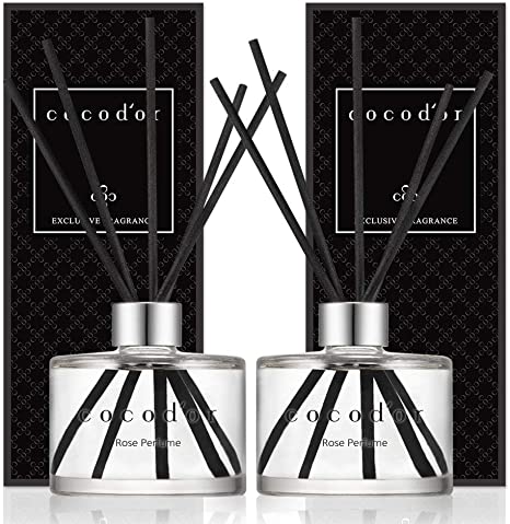 Cocod'or Signature Reed Diffuser, Rose Perfume Reed Diffuser, Reed Diffuser Set, Oil Diffuser & Reed Diffuser Sticks, Home Decor & Office Decor, Fragrance and Gifts, 6.7oz 2pack.