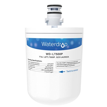 Waterdrop Refrigerator Water Filter Replacement for LG LT500P, 5231JA2002A, ADQ72910907, ADQ72910901, Kenmore 9890, 46-9890, 469890,1 Pack