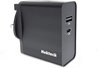 Nekteck USB C Charger 2-port 32W Wall Charger with USB C 27W Power Delivery Port, for MacBook, USB C Laptops, iPad Pro, iPhone, Galaxy, and More