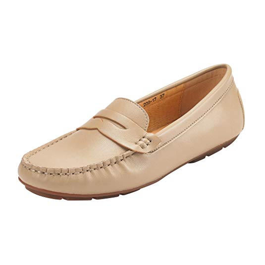 JENN ARDOR Penny Loafers for Women: Vegan Leather Slip-On Comfortable Driving Moccasins Ballet Flats