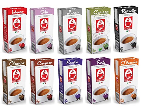 100 Nespresso Compatible Coffee Capsules Variety Pack - 10 Different Blends (New Flavors Lungo and Carioca)