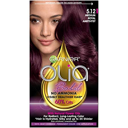 Garnier Olia Bold Ammonia Free Permanent Hair Color (Packaging May Vary), 5.12 Medium Royal Amethyst, Purple Hair Dye, 1 Count